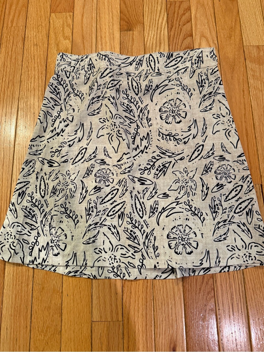 Rip Skirt Cream A-Line Skirt with Black Floral Print